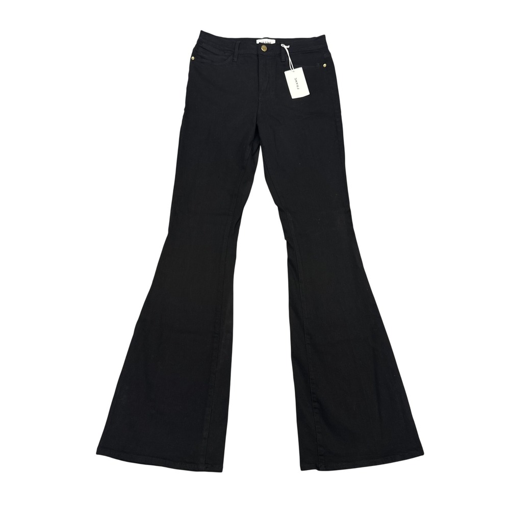 FRAME Le High Flare Jeans Film Noir Black High Rise Stretch Denim Size 29 LHF403